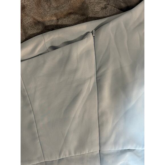 NWT After Six 1544 Size 18 R1 Mist Light Blue Thin One Shoulder Maxi Dress Crepe - Picture 8 of 11